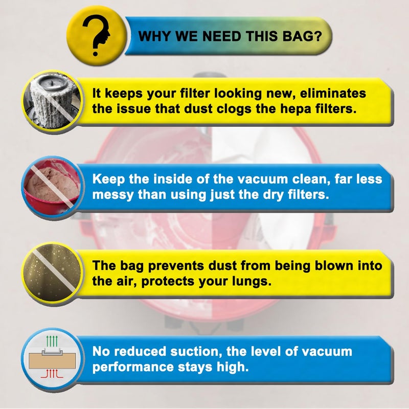 SpaceTent 6 Pack DXVA19-4101 Disposable Filter Bags for DEWALT 6, 8, 9 and 10 Gallon Wet Dry Vacs, 6-10 Gallon Shop Vac Bags, DXV10SA Vacuum Bags - Image 5
